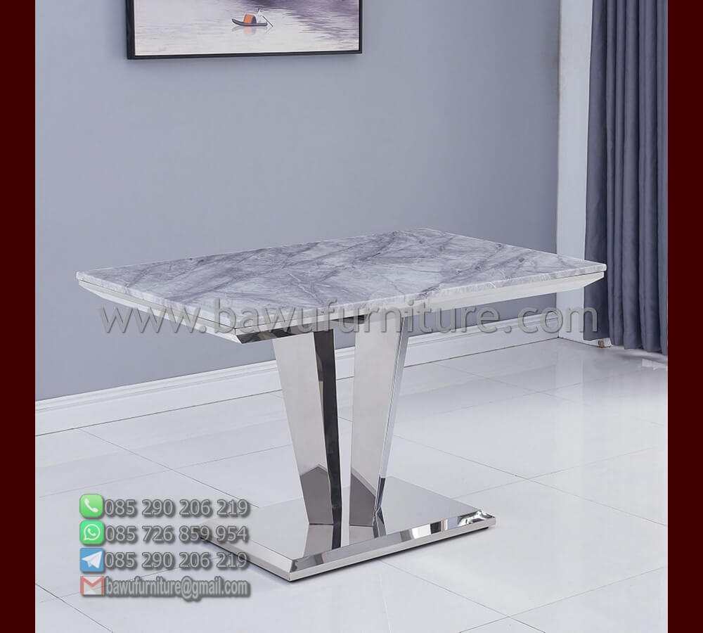 Meja Marmer Bulat Model Minimalis Kaki Stainless Steel Bawu Furniture