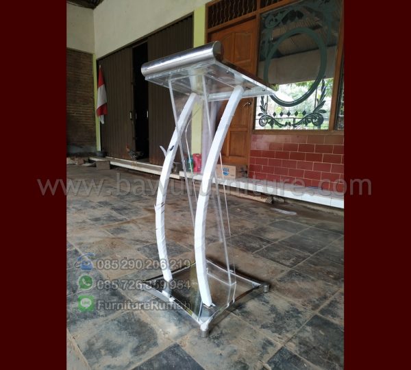 Mimbar Podium Akrilik Minimalis Unit Siap Kirim Kombinasi Stainless