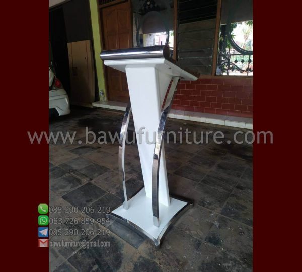 Podium Minimalis Stainless Putih