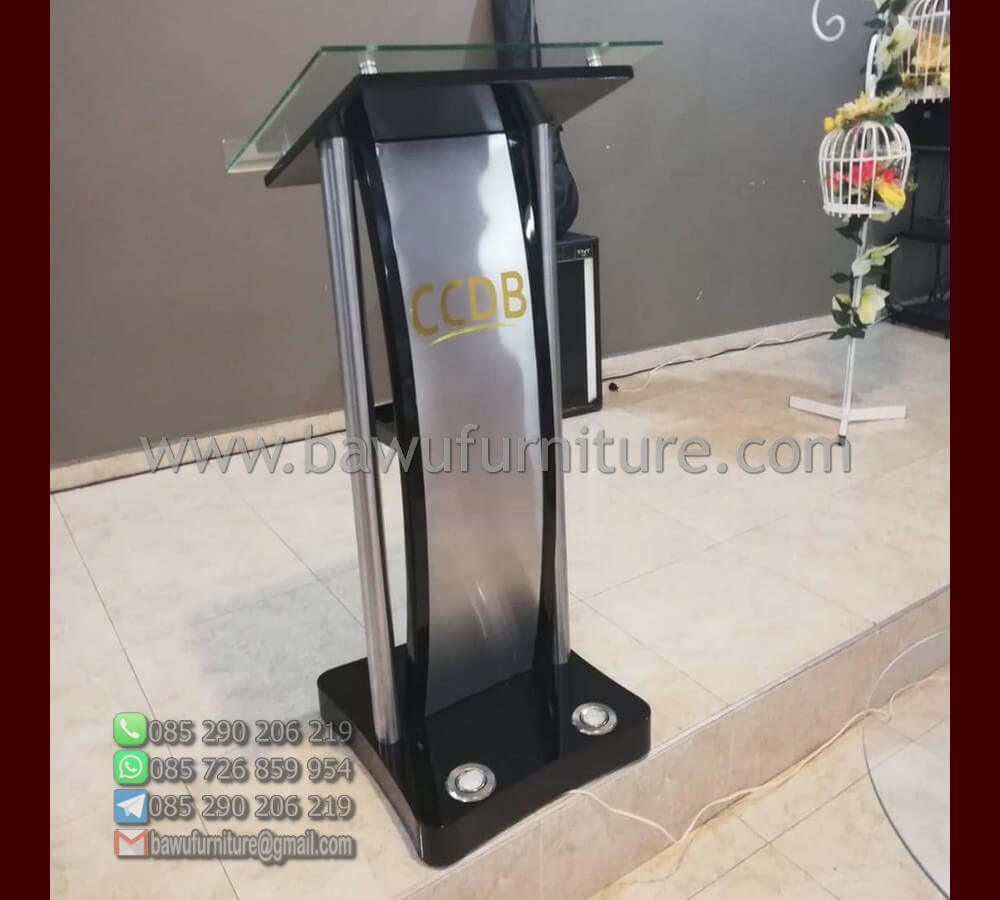 Podium Stainless Modern Dengan Akrilik Model Minimalis Bawu Furniture