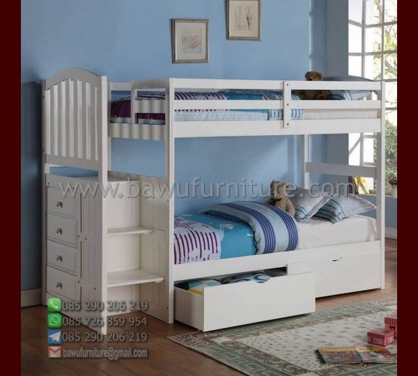 Tempat Tidur Tingkat Putih Minimalis