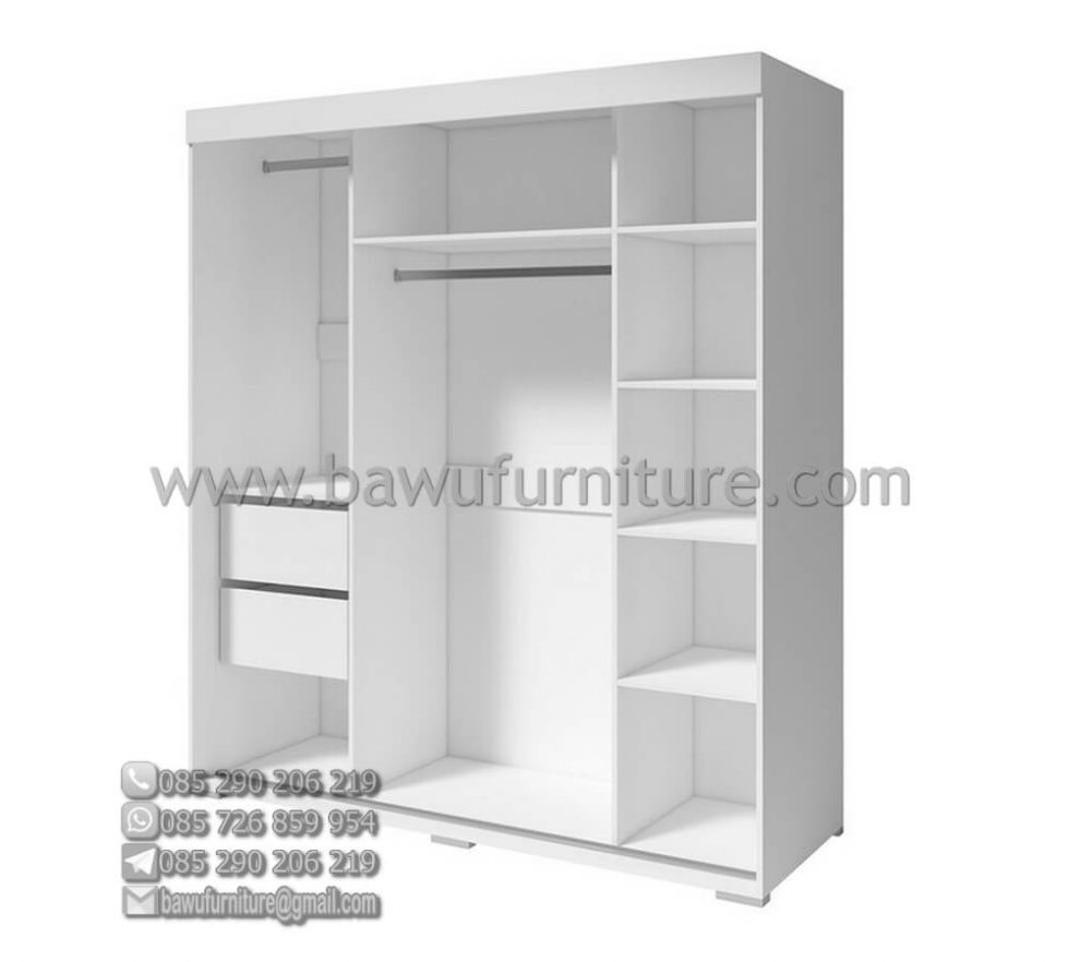 Jual Lemari Pakaian Sliding Pintu Kaca Model Minimalis Podium Mimbar