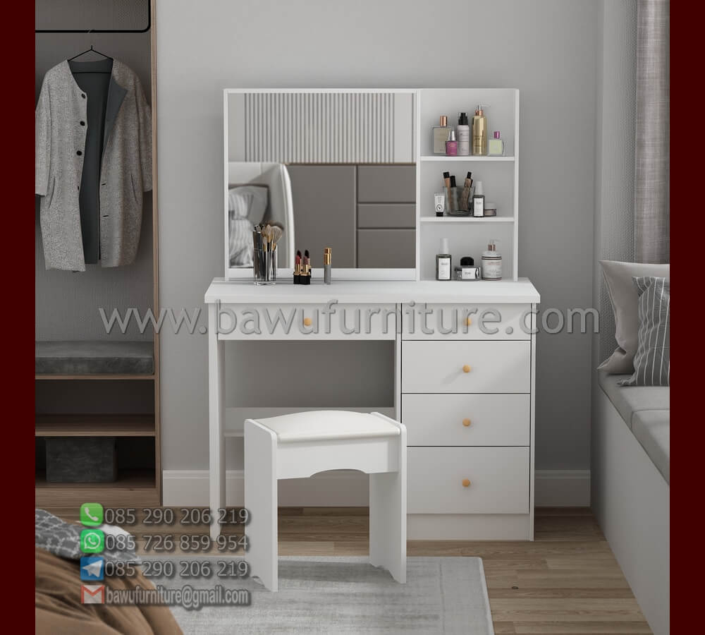Meja Rias Retro Minimalis Cat Duco Warna Putih Terbaru Bawu Furniture