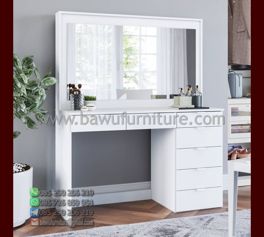 Meja Rias Retro Terbaru Model Minimalis Warna Putih Bawu Furniture