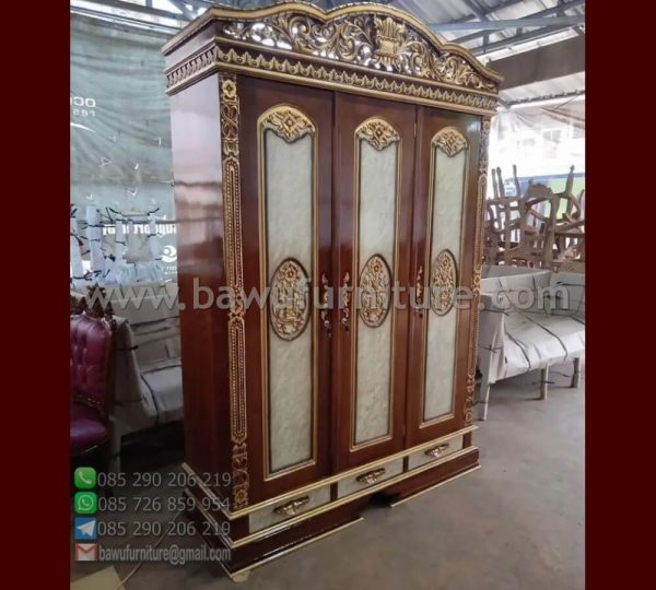 Lemari 3 Pintu Kayu Jati