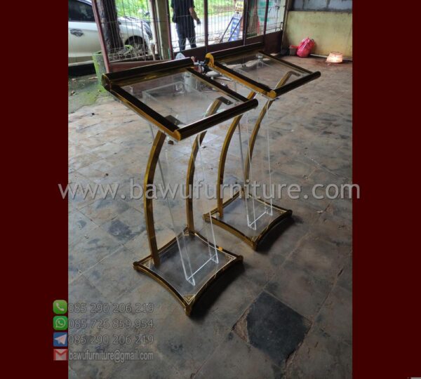 Podium Pidato Akrilik Tiang Stainless Model Minimalis Jepara - Image 5