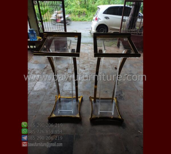 Podium Pidato Akrilik Tiang Stainless Model Minimalis Jepara - Image 6